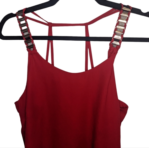 XOXO Red Strappy Top with Gold Accents ✨ Size L - Picture 4 of 8